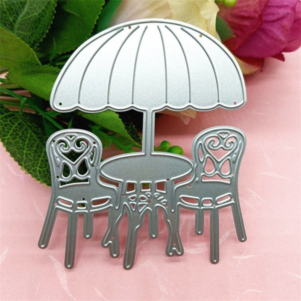 Sun Ambrella Stol Metall Skärning Dies Frimärken Präglad Form DIY Scrapbooking Album Papper Hantverkskort Stencilmall 1