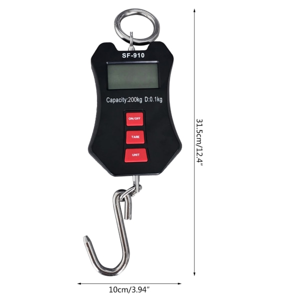 Hängvåg 440lb/200kg Digital hängvåg Bagage Fiske Balansficka Kran Anto-power-off LCD-skärm utomhus