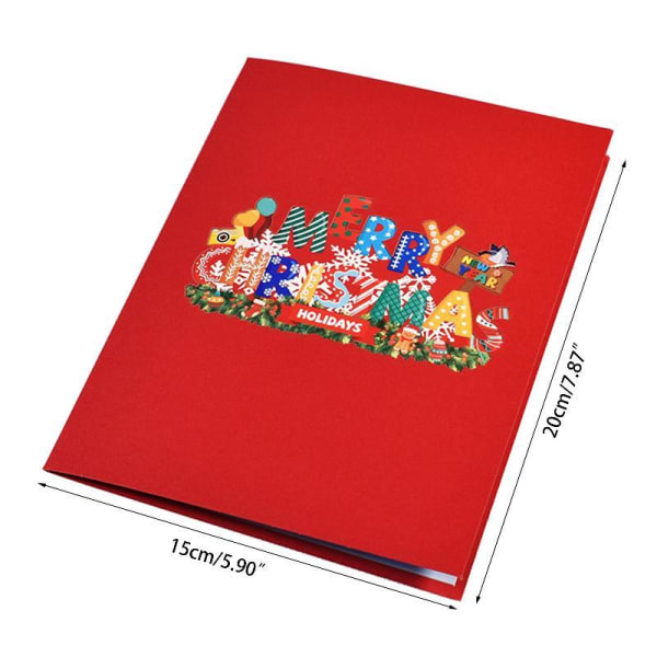 3D för Pop up Merry Christmas Card Färgglada printed kort Festival Julkort för födelsedag Bröllop Nyår Välsignelse