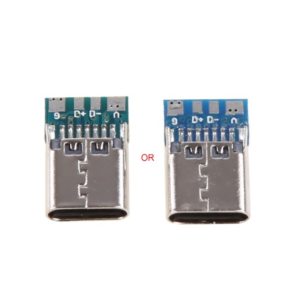 2 kpl Micro USB Type-C -liitin 16-nastainen naaraspuolinen juotosliitin datansiirtoon lataukseen 180 pystysuora suojattu USB