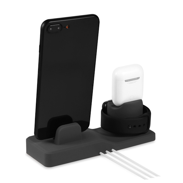 3 in1 Silikonhållare Dock för Apple Watch Kompatibel för telefon X XS XR MAX 6 7 8 för Airpods