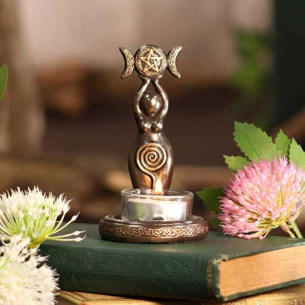Hartsljusstake Triple Goddess Tea Light Hantverk Ornament Ljusstake
