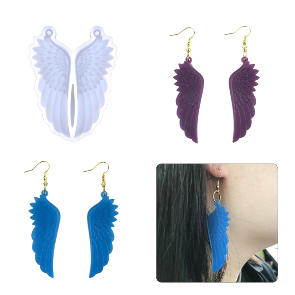 Gör-det-själv Kristall Epoxi Örhängen Form Dingle Hänge Dekorationer Form Tredimensionell Angel Wing Mirror Form Blue