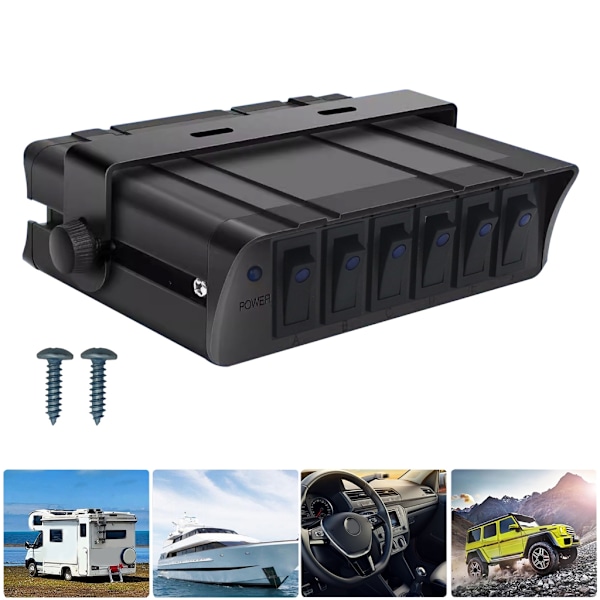 6-osainen kytkinpaneeli 40A 12V autoon ja veneeseen