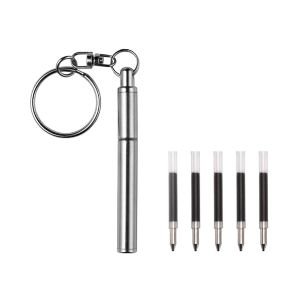 Bärbar för nyckelring i rostfritt stål teleskopisk penna teleskopiska kulspetspennor