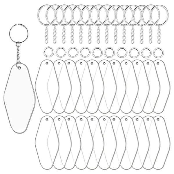 90 bitar akrylämnen set för DIY-tillverkning Nyckelring Rhombus Akrylprydnadsämnen för nyckelringar med kedjehoppringar