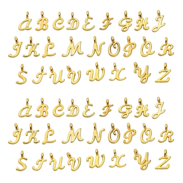 2 Set 26 Initial Alfabet Berlock Bokstav A-Z Legering Hänge Gyllene Berlock Ornament DIY Smyckestillverkningstillbehör