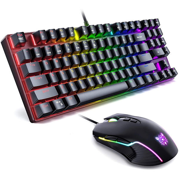 Gaming Tangentbord Mus Trådbunden LED Bakgrundsbelyst Multimedia USB Ergonomiskt Speltangentbord Vattentätt Optisk Spelmus Set