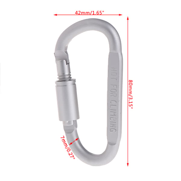 Aluminiumlegering D-ring Karbinhakar Clip D Shape Gate Small Keychain Karbinhake Clip Outdoor Camping Mini Lock Snap Hook White