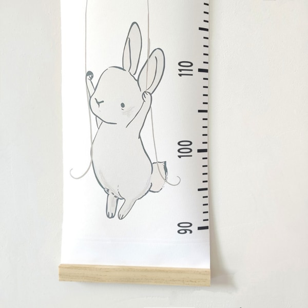 Nordic Children Height Linjal Hängande tillväxtdiagram Kids Growth Measuring Linjal null - Bunny with two balloons