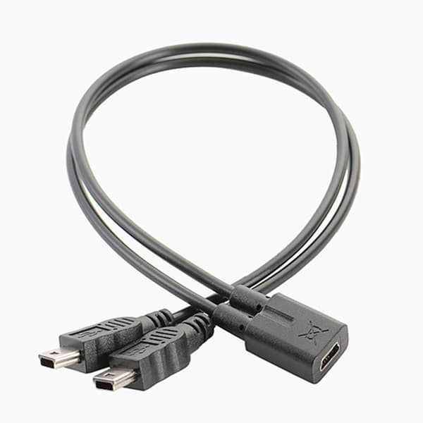 USB 2.0 Mini 5-benet højhastigheds hun til dobbelt han konverter opladerkabel