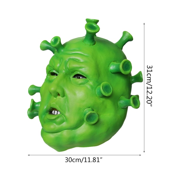 Människan Full för huvudet Grön Inframicrobe Latex Mask för maskeradfester Presenter