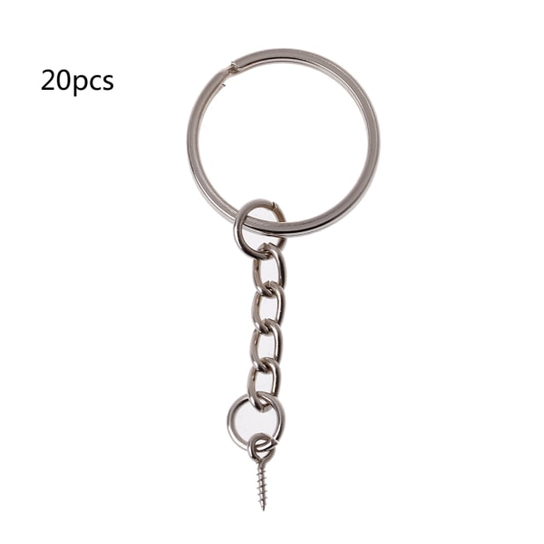20x Split för nyckelring med kedja Hoppa ringar med skruvögla stift Split för nyckelring med kedja Silver Metal Split för Ke