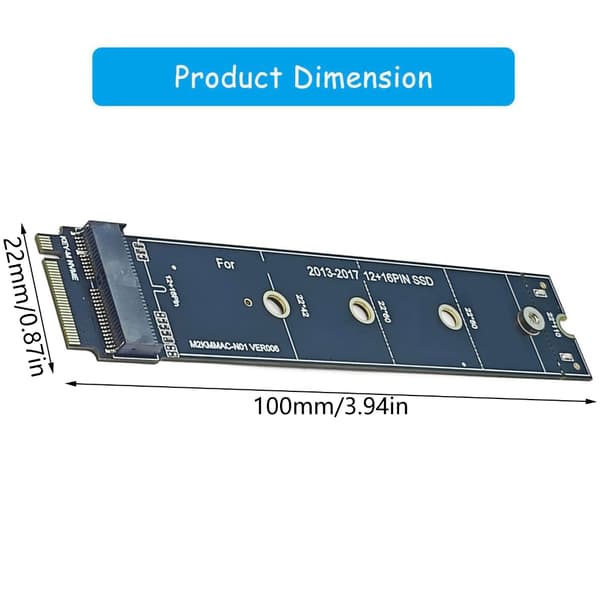 M.2 NVME M-Key SSD -muunnosadapterit SSD-päivityssarja vuosille 2013-2017