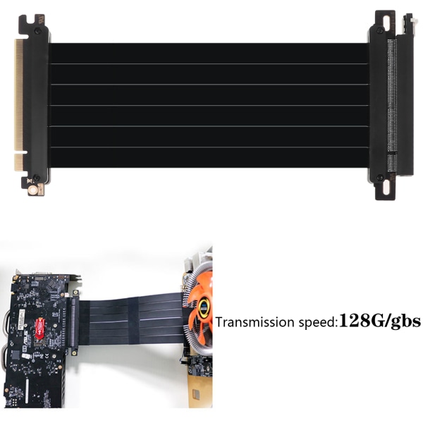 Gen3.0 PCI-E 16x till 16x Riser Extender PCIe Mining-kabel för ENTHOO Evolv Shift PH-ES217E/XE PK-217E/XE ITX-moderkort 180 degrees 40CM