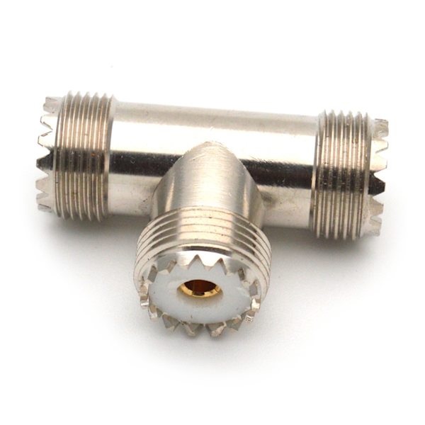 1st SL16 UHF SO239 hona trippel tee typ 3-vägs splitterkontakt S0239 UHF hona till dubbel hona typ T-adapter