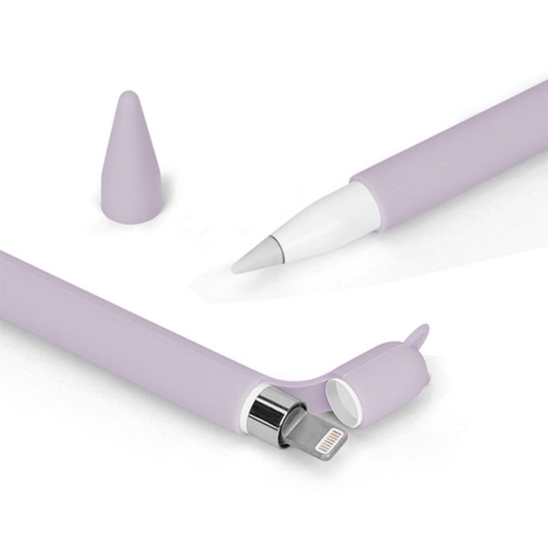 Söt för Cat Ear Anti-scroll Silikon Skyddspåse Cap Hållare Cover Case Skin For Apple Pencil 1 Purple