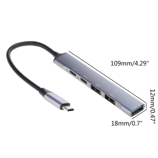 USB C Type C HUB Multi USB-portit (1 USB3.0 + 2 USB2.0 1 USB C) PD60W USB-keskitin