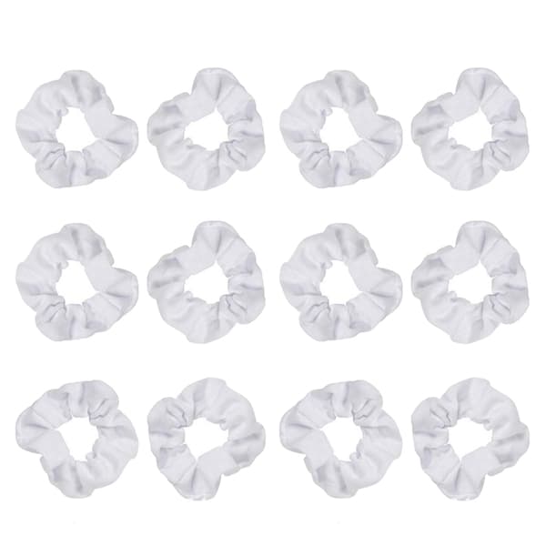 Hvite scrunchies for DIY batikfarging, elastiske hårstrikker, hårstrikker, hodeplagg, hårstrikker i bomull, hårtilbehør