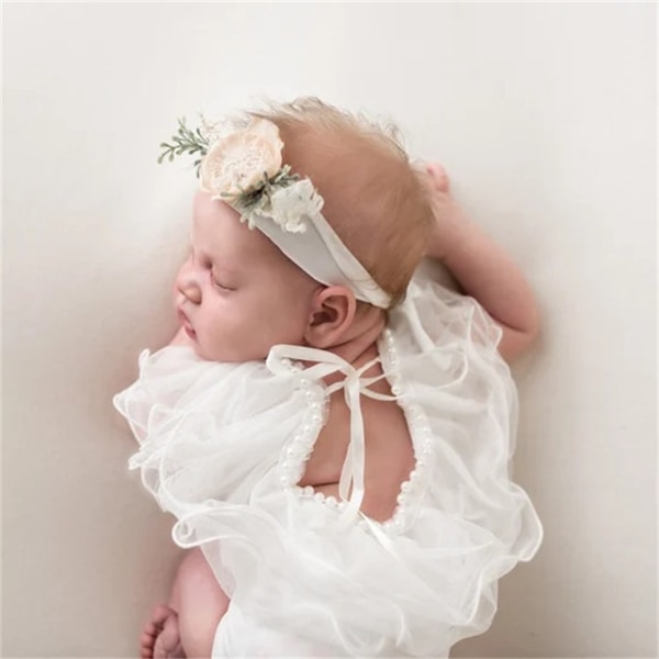 Nyfödd fotografi rekvisita Baby Romper Outfit Spets Jumpsuit Fotografia Bodysuit