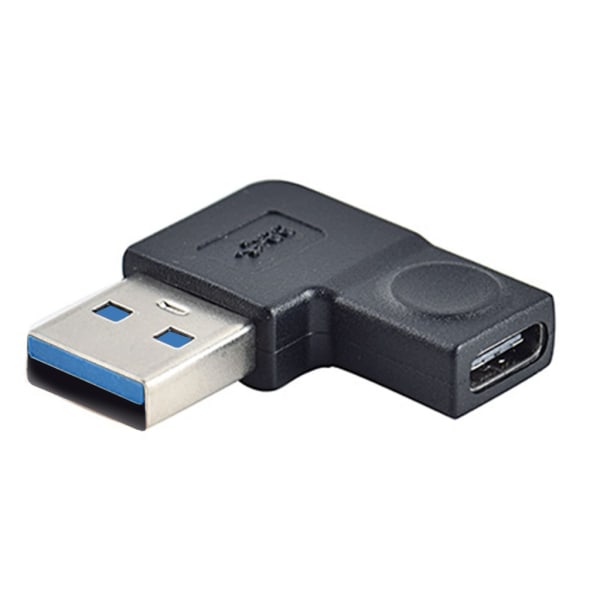 Vinklad USB 3.0 till USB typ C-adapter, böjbar USB A hane till typ C honkontakt för dataöverföring och laddning Left bend