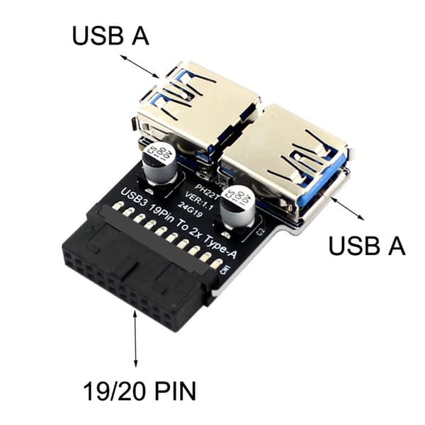 USB3.0 19/20Pin til Dobbelt USB3.0 Adapter til Computer Extender Header Slot