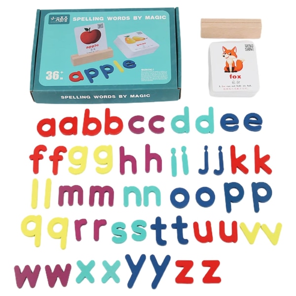 Trä Spelkort Ljus färg Gemener Pussel Montessori alfabetet lärande leksak för förskolebarn