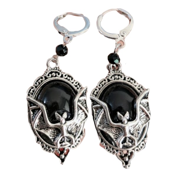 Bat Smycken Set Gothic för vampyr Fladdermus Ringar för män och kvinnor Silver Bat Örhänge Halloween Diamant Halsband Smycken Gif null - C earrings