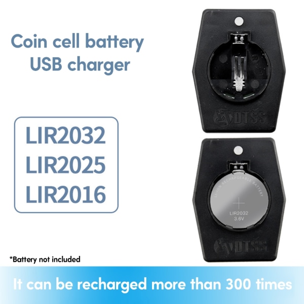 Laddningsbar knappbatteriladdare med TypeC-kabel för leksaker och prylar LIR2032 2025 2016 Batteriladdningsadapter
