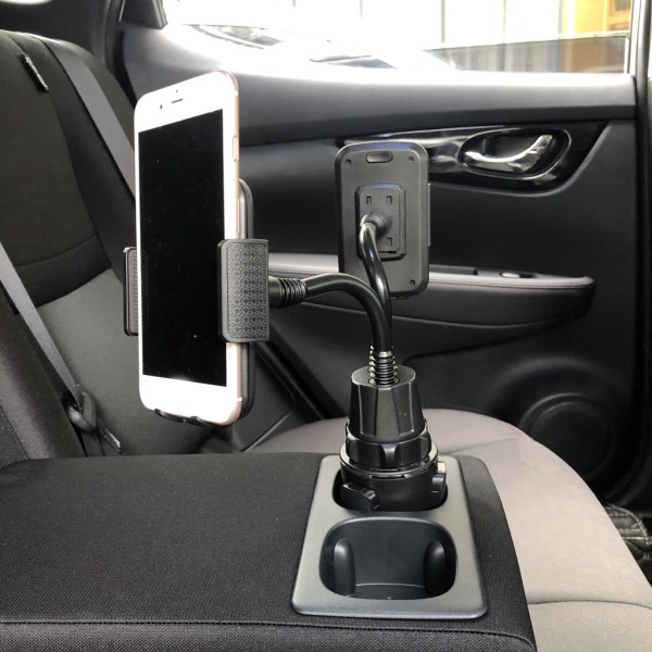 2-i-1 Flexibel Svanhals Bil Cup Dubbel Mobiltelefon Hållare Montering Stativ Cradle för 3,5-6,7" mobiltelefoner Smartphones GPS