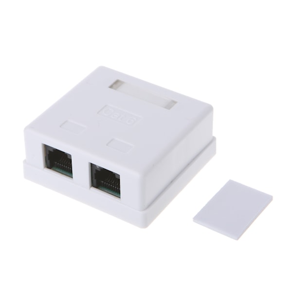 2-Port UTP RJ45 Cat6 Overflatemontert Koblingsboks Nettverkskontakt for Cat 6 Cat6e 8P8C (hunn-hunn)