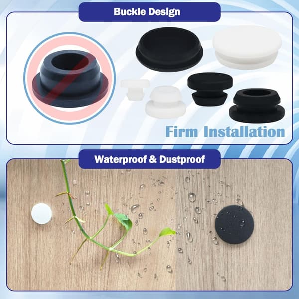 Förpackning med 125 elastiska silikonpluggar för 1/5\" 1/4\" 3/8\" 1/2\" 5/8\" 3/4\" 1\" hål
