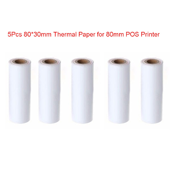 5 st 80x30MM thermal kvittopappersrulle för mobil 80MM POS thermal skrivare