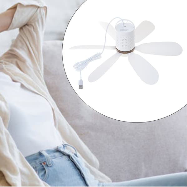 USB Lille Loftventilator USB5V Strøm Støjsvag Camping Udendørs Telt Hængeventilator