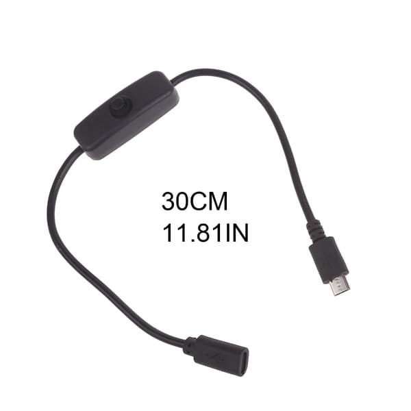 Micro USB kabel, Micro USB Hona till Hane-förlängningskabel med 501-knappsbrytare för Raspberry Pi White