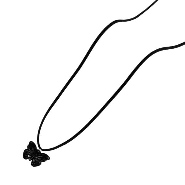 Snyggt svart fjärilshängande halsband med justerbar längd nyckelbenskedja Fashionabla och charmiga smycken för kvinnor