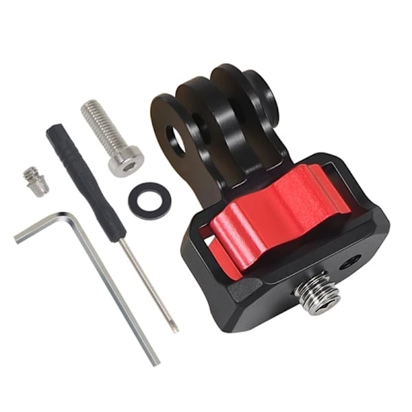 Uppgraderad aluminiumlegering 1/4 tums skruv ministativadapterfäste för Hero9 8 7 Actionkamera Hållbar och mångsidig Black red Standard