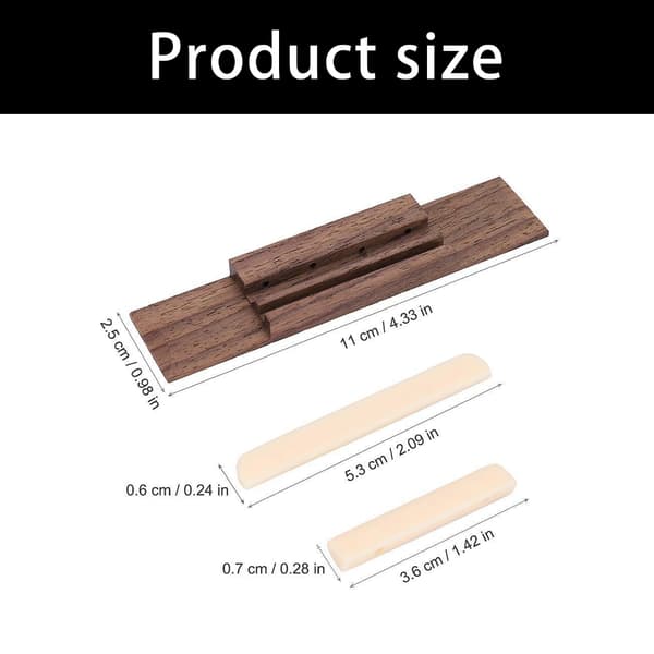 Ukulelebro med saler og mutter i palisander for ukuleleinstrumenter