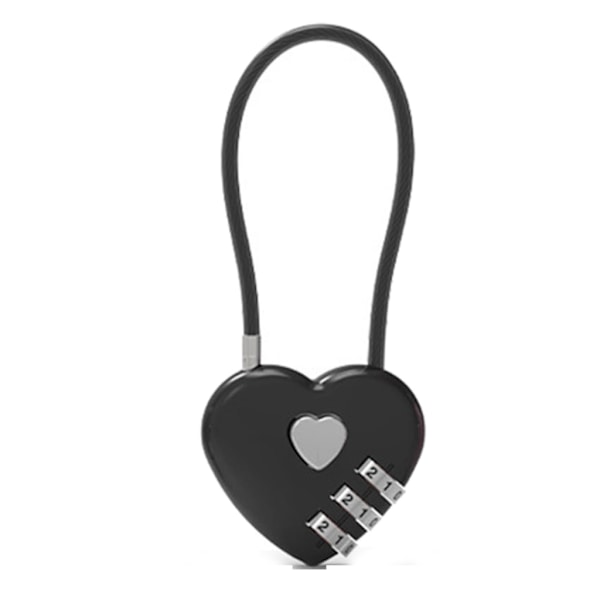 Kärleksform Lås Bröllopspresent Hjärta Lösenord Kod Hänglås Vagn-fodral Koncentriskt lås Långt vajer Lösenord Hänglås Black 30cm