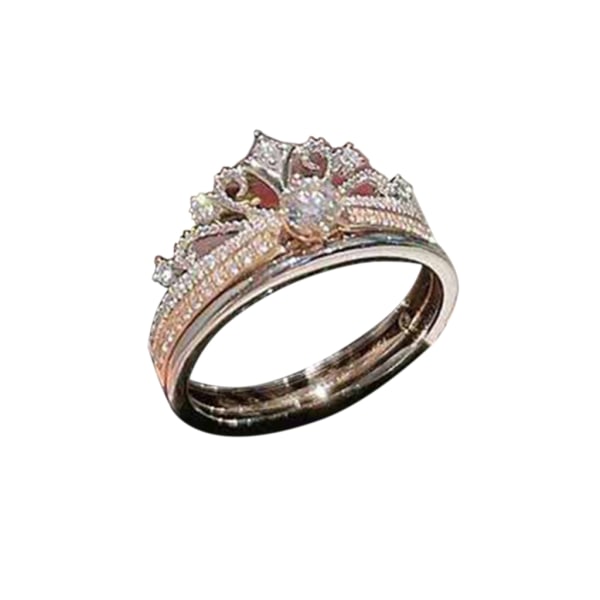 2x romantiska prinsessringar för kvinnor Mode 2-i-1 justerbar kron-fingerring för alla hjärtans dag present bröllopssmycken