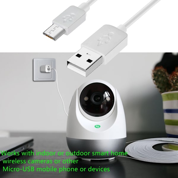 Superlång USB till Micro USB -laddningskabel för termometer/kamera Lång hållbar laddarkabel 393,7 tum/590,55 tum 15m