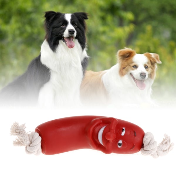 Hundmolar Stickkorvform för aggressiva tuggare Pipande korv Interaktiv träningsleksak för medium/stor