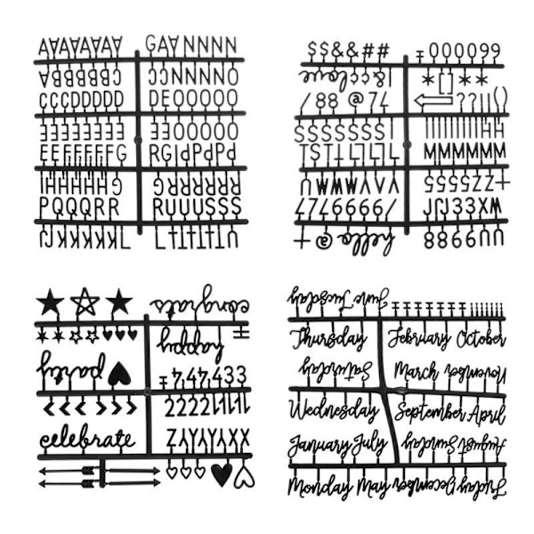 4 stycken tecken för filtbokstavstavlor Alfabet för utbytbara filtbokstavstavlor Milstolpar Semester Hållbar Black