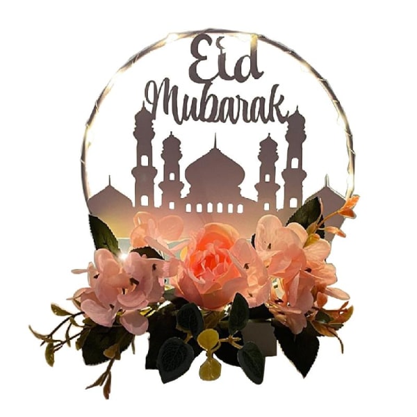 Eid Bordpynt med LED-lys Ramadan Bordpynt Eid Blomster Natlampe Dekoration til Bryllup Ramadan Festpynt