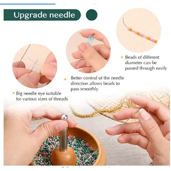 Träpärlsnurra med spinnpärlskål och pärlnål Smyckeshantverksverktyg för hantverkssträngning av pärlor Enkel användning
