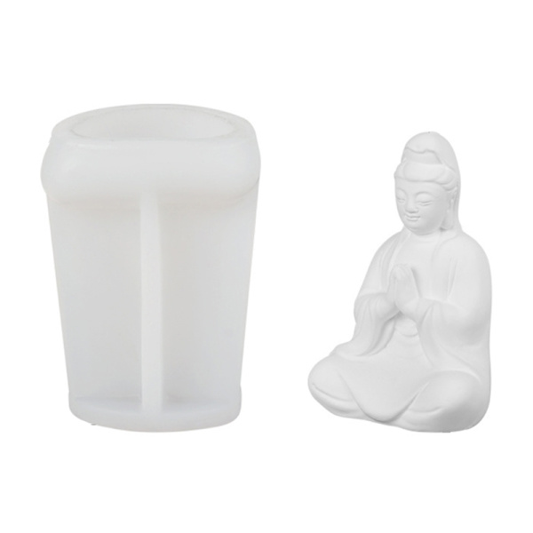 Guanyin Lys Statue Silikoneform Silikone Støbe Epoxyforme DIY Ornament Voks Lys Fremstilling Form Silikoneforme