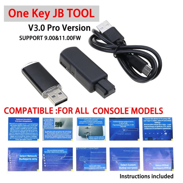 Game Type C Kabel Sæt USB Adapter til P4 Spillekonsol FW 9.0-11.0 System