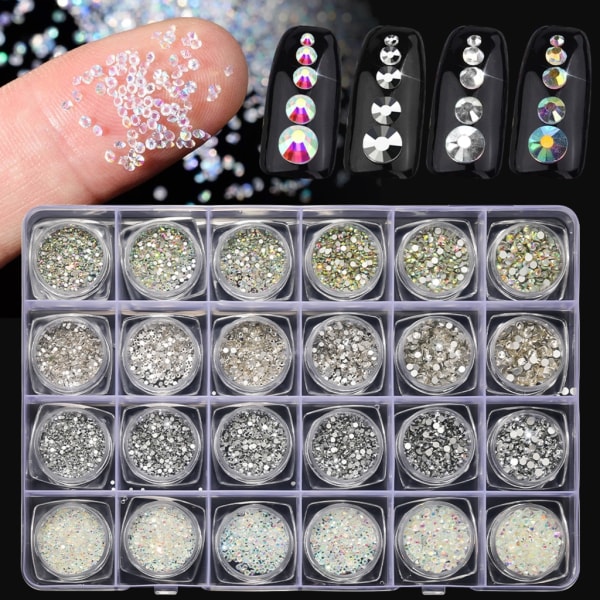 24-Grid Nail Art Charms Cross Nail Rhinestones Charms Multi-shape Nail Gems DIY Nail Art Dekoration Manikyr Tillbehör 6