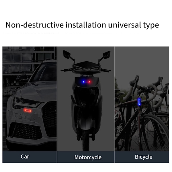Solcelledrevet trafikadvarselslampe LED-pære til bil, motorcykel og cykler