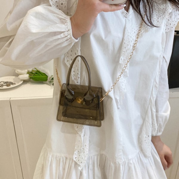 Clear Jelly Color Small Square Bag Dam PVC Crossbody Bag Dam Transparent Axelväska Mode Handväska White